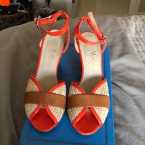 Orange, tan and brown agl wedge sandals